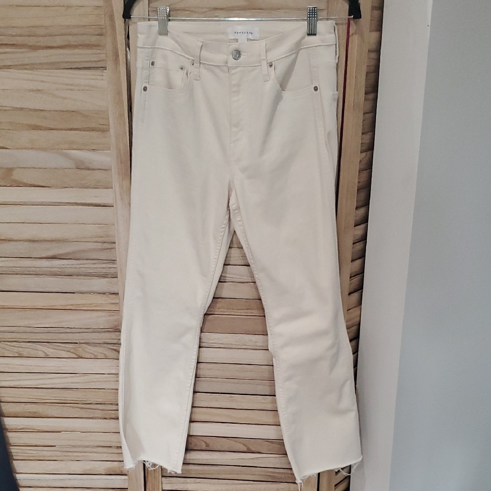 Popsugar High Rise Stretch Cream Jeans Sz 8